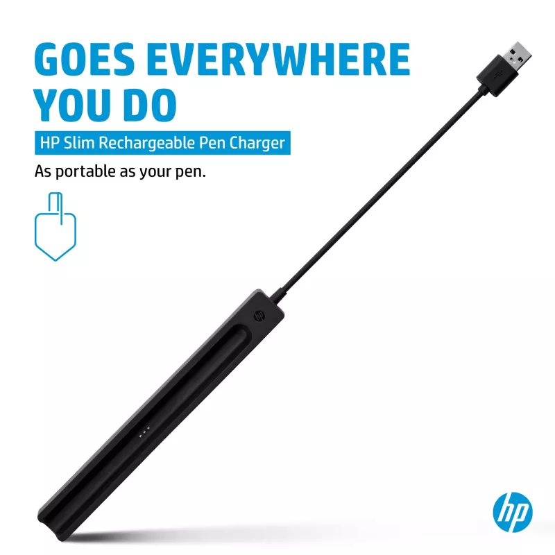 HP õhuke laetav pliiatsilaadija, siseruumides, USB, 0,15 m, must