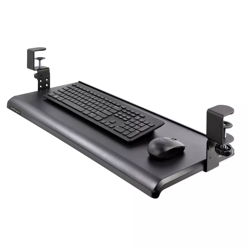 StarTech.com lauaalune klaviatuurialus, klambritega ergonoomiline klaviatuurihoidik, kuni 12 kg (26,5 naela), liugklaviatuuri- ja hiirealus C-klambritega, kõrgusega reguleeritav klaviatuurialus (3,9/4,7/5,5 tolli)