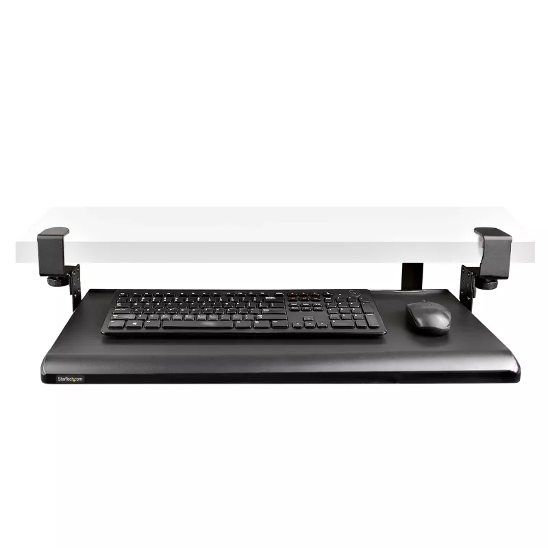 StarTech.com lauaalune klaviatuurialus, klambritega ergonoomiline klaviatuurihoidik, kuni 12 kg (26,5 naela), liugklaviatuuri- ja hiirealus C-klambritega, kõrgusega reguleeritav klaviatuurialus (3,9/4,7/5,5 tolli)