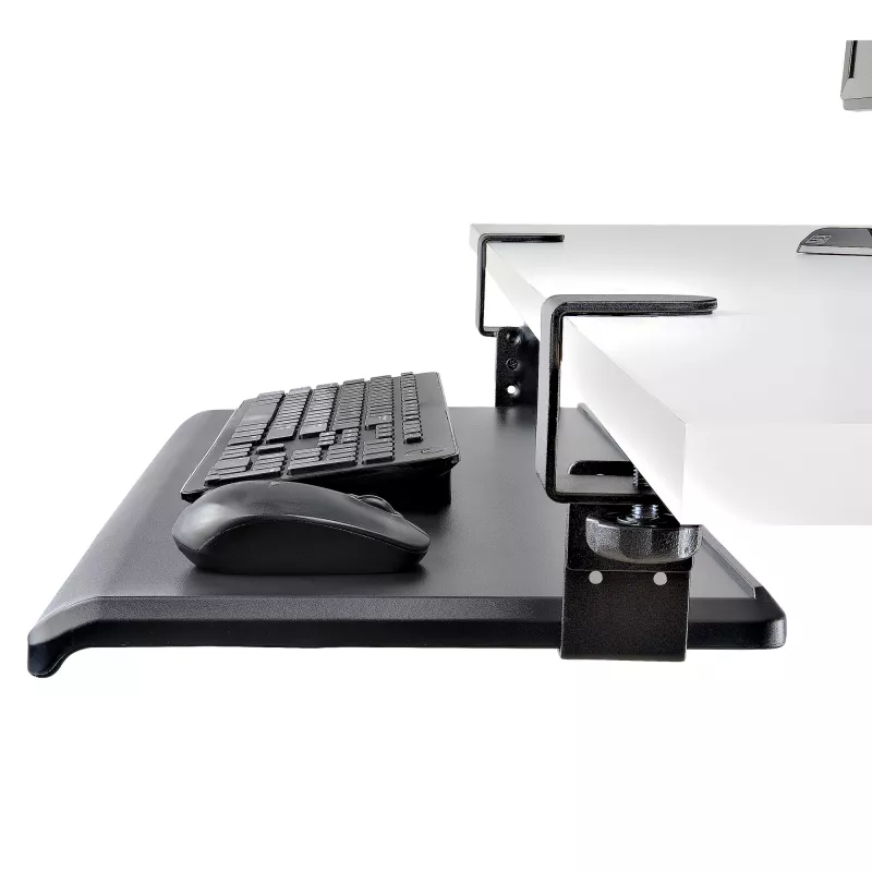 StarTech.com lauaalune klaviatuurialus, klambritega ergonoomiline klaviatuurihoidik, kuni 12 kg (26,5 naela), liugklaviatuuri- ja hiirealus C-klambritega, kõrgusega reguleeritav klaviatuurialus (3,9/4,7/5,5 tolli)