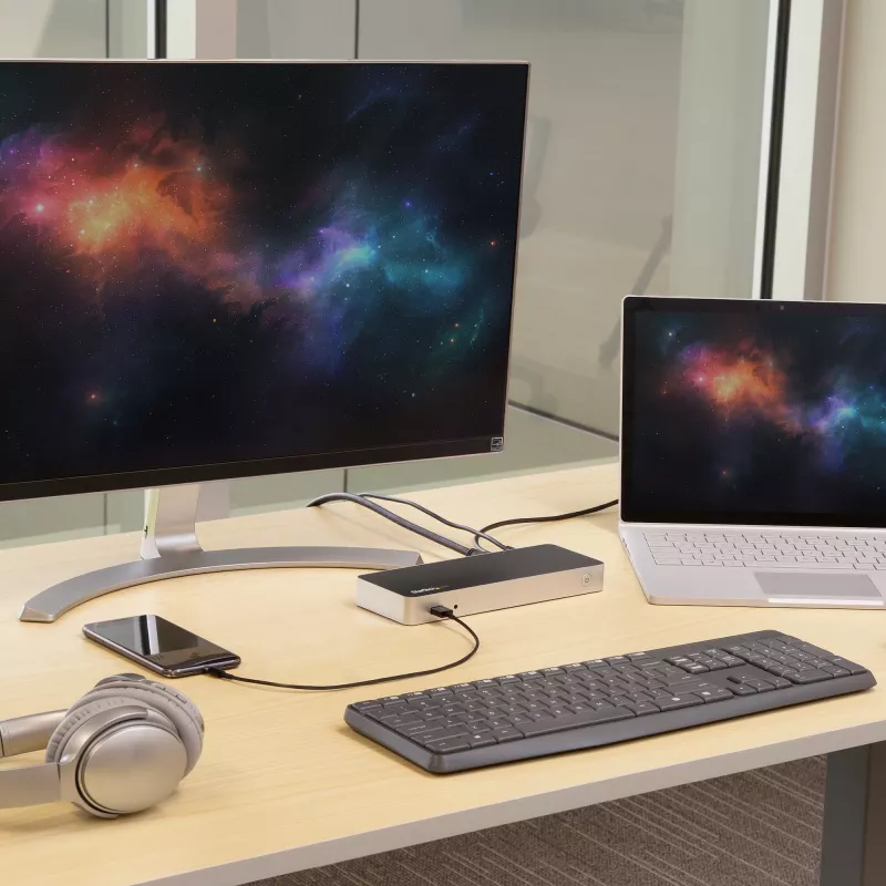 StarTech.com kahe monitoriga USB-C dokkimisjaam 60 W toiteedastusega Windows sülearvutitele – USB-C HDMI/DVI dokk – USB 3.1 Gen 1 USB-C dokk laadimisega – Thunderbolt 3 ühilduv