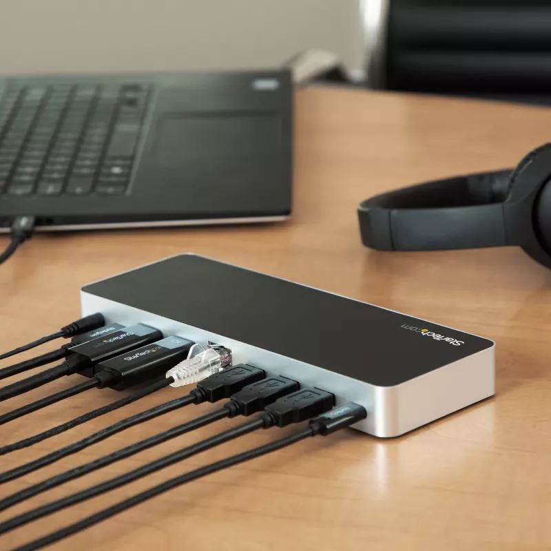 StarTech.com kahe monitoriga USB-C dokkimisjaam 60 W toiteedastusega Windows sülearvutitele – USB-C HDMI/DVI dokk – USB 3.1 Gen 1 USB-C dokk laadimisega – Thunderbolt 3 ühilduv