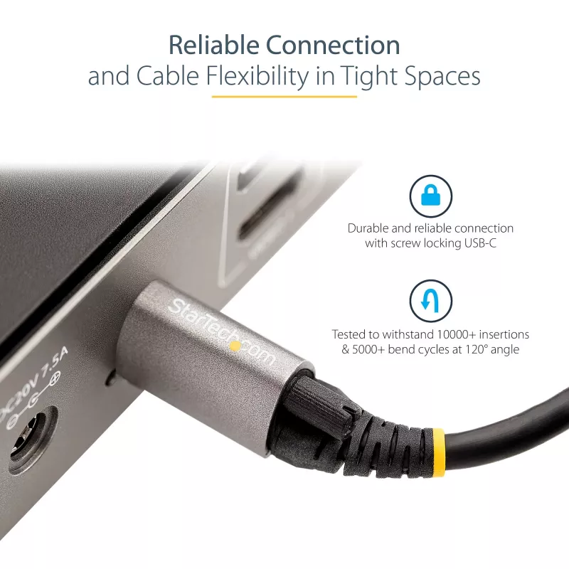 StarTech.com 3 jala (1 m) ülemise kruvilukuga USB-C kaabel 10 Gbps – USB 3.1/3.2 Gen 2 USB-C kaabel – 100 W (5 A) toiteedastusega laadimine, DP Alt Mode – ühe kruvilukuga, USB-C juhe laadimiseks/sünkroonimiseks
