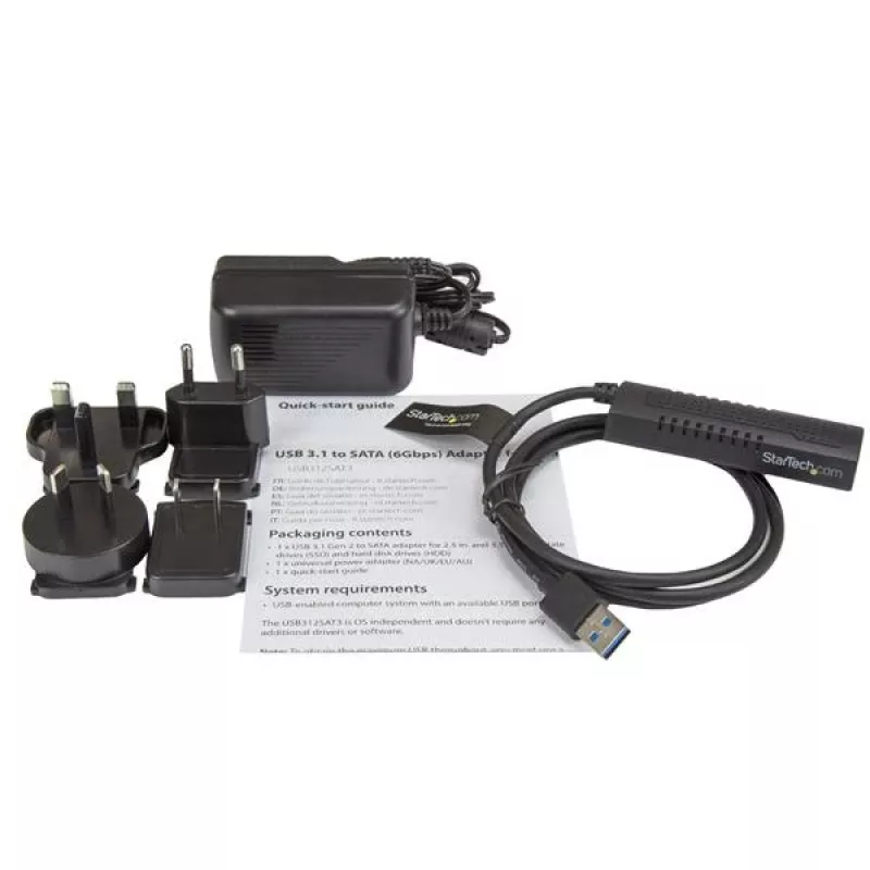 StarTech.com SATA USB-kaablile – USB 3.1 (10 Gbit/s) – UASP, Must, Tegevus, Toide, CE, FCC, ASMedia – ASM1351, 12 V, 0–60 °C