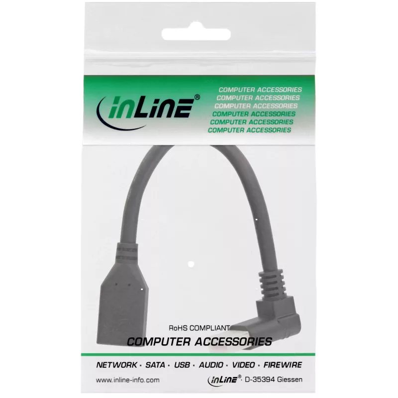 InLine DisplayPort 1.4 adapterkaabel M/F, 8K4K, ülespoole nurga all, must/kuldne