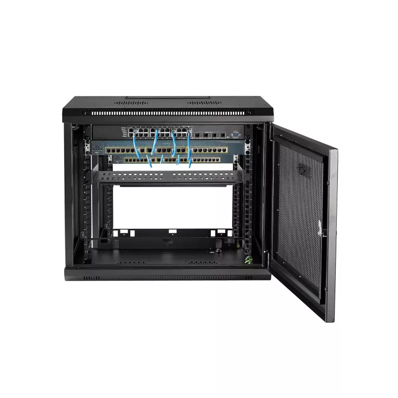 StarTech.com 2-post 9U seinale kinnitatav võrgukapp 1U riiuliga, 19-tolline seinale kinnitatav serveriraam andmete / võrgu / AV / elektroonika / arvutiseadmete jaoks, väike ventileeritav raami korpus