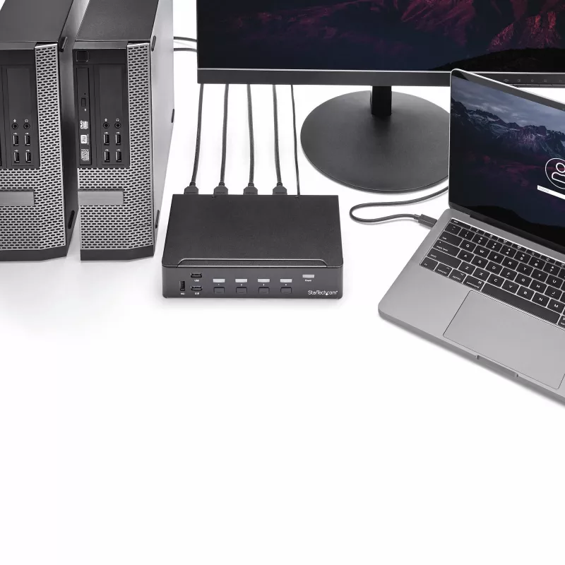 StarTech.com 4-pordiline HDMI KVM-lüliti - USB 3.0 - 1080p, 1920 x 1080 pikslit, riiulile paigaldatav, must
