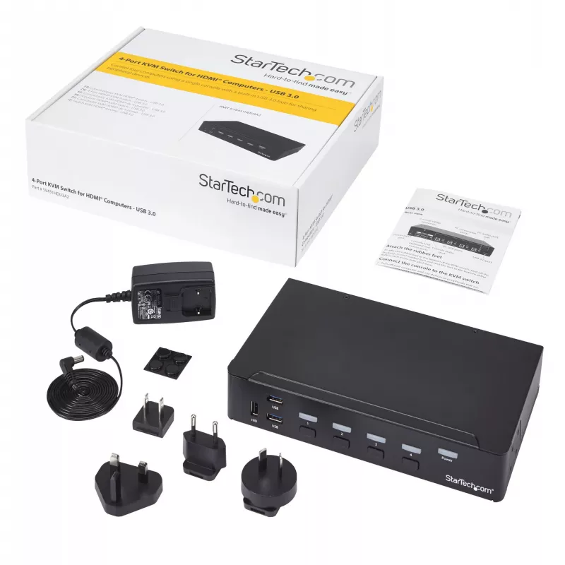 StarTech.com 4-pordiline HDMI KVM-lüliti - USB 3.0 - 1080p, 1920 x 1080 pikslit, riiulile paigaldatav, must