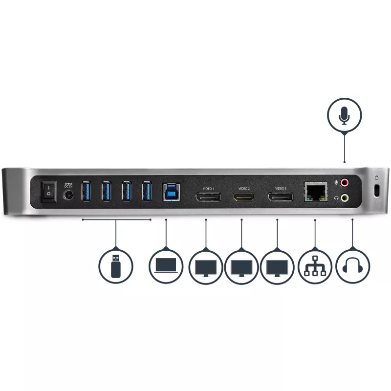 StarTech.com Triple-Monitor USB 3.0 dokkimisjaam – 1x HDMI – 2x DisplayPort