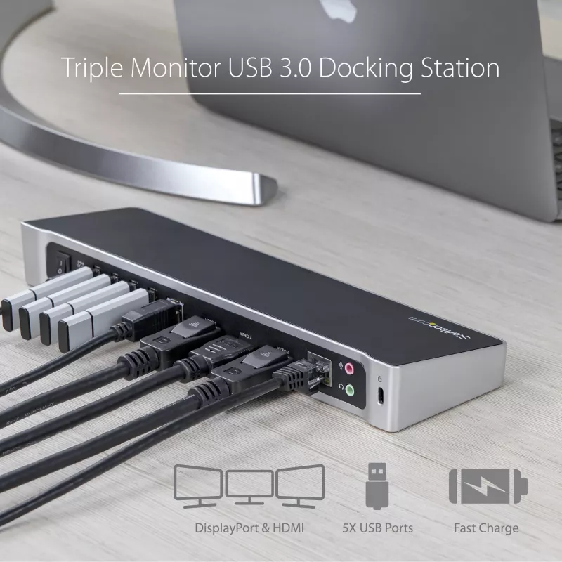 StarTech.com Triple-Monitor USB 3.0 dokkimisjaam – 1x HDMI – 2x DisplayPort