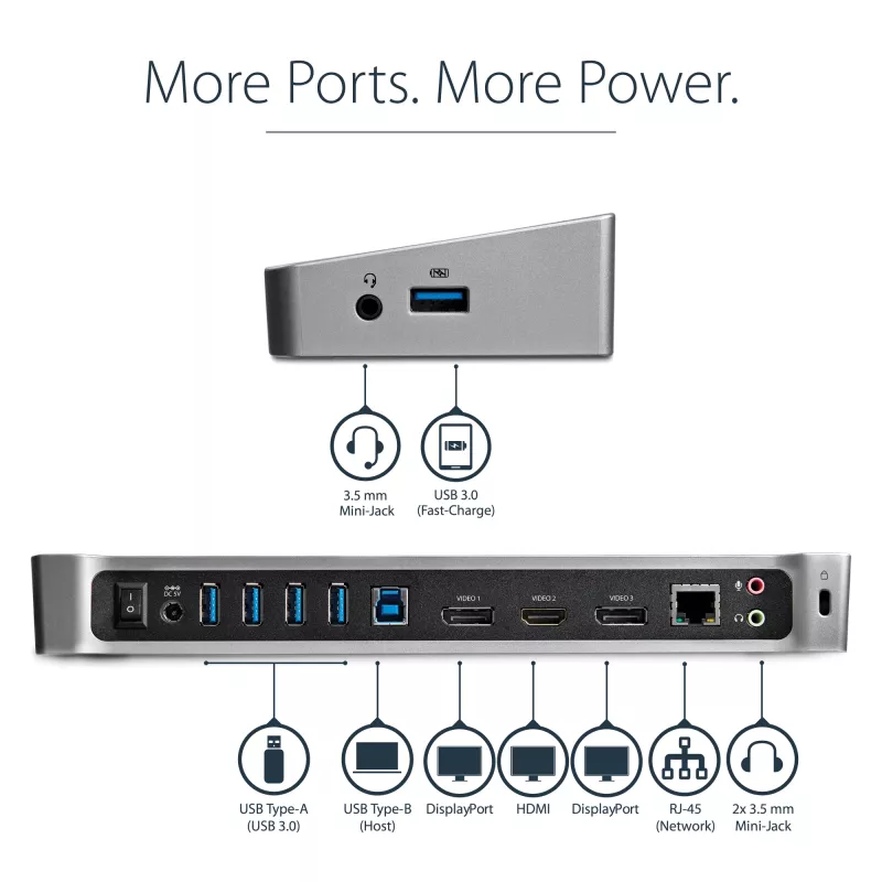 StarTech.com Triple-Monitor USB 3.0 dokkimisjaam – 1x HDMI – 2x DisplayPort
