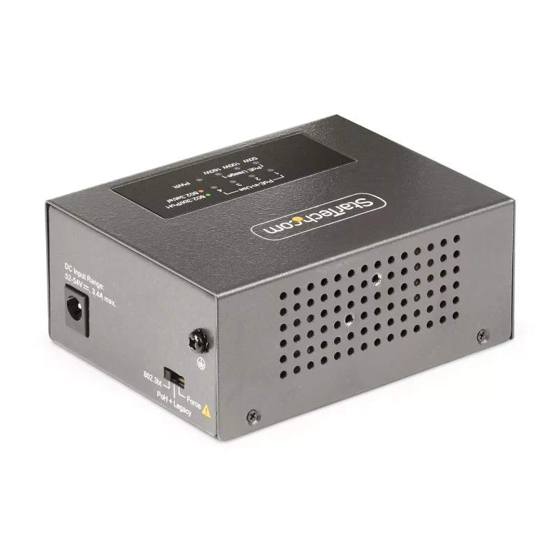 StarTech.com 4-pordine mitme gigabitine PoE++ süstija, 5/2.5/1G Ethernet (NBASE-T), PoE/PoE+/PoE++ (802.3af/802.3at/802.3bt), 160 W võimsuseelarve, seinale/DIN-liistule kinnitatav, haldamata