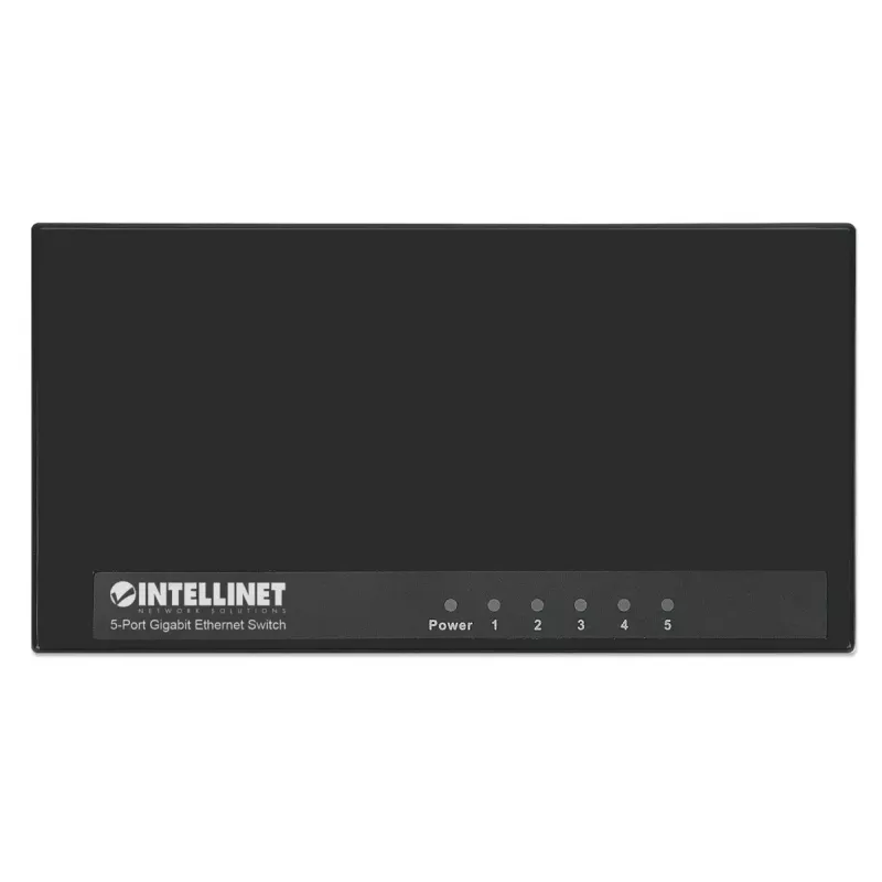Intellinet 5-pordiline Gigabit Etherneti kommutaator, lauaarvuti suuruses, plastikust, IEEE 802.3az (energiasäästlik Ethernet), must