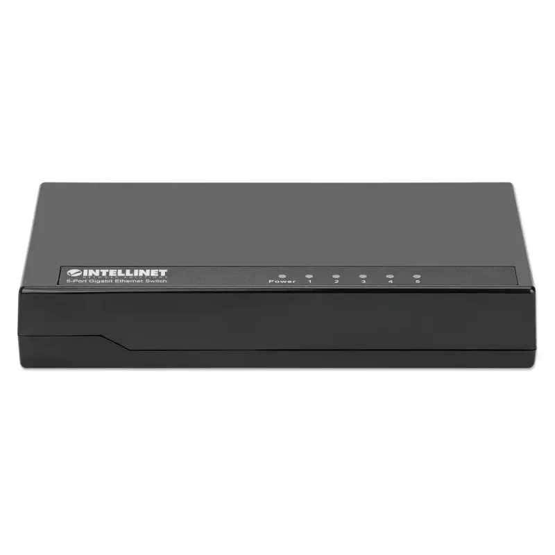 Intellinet 5-pordiline Gigabit Etherneti kommutaator, lauaarvuti suuruses, plastikust, IEEE 802.3az (energiasäästlik Ethernet), must