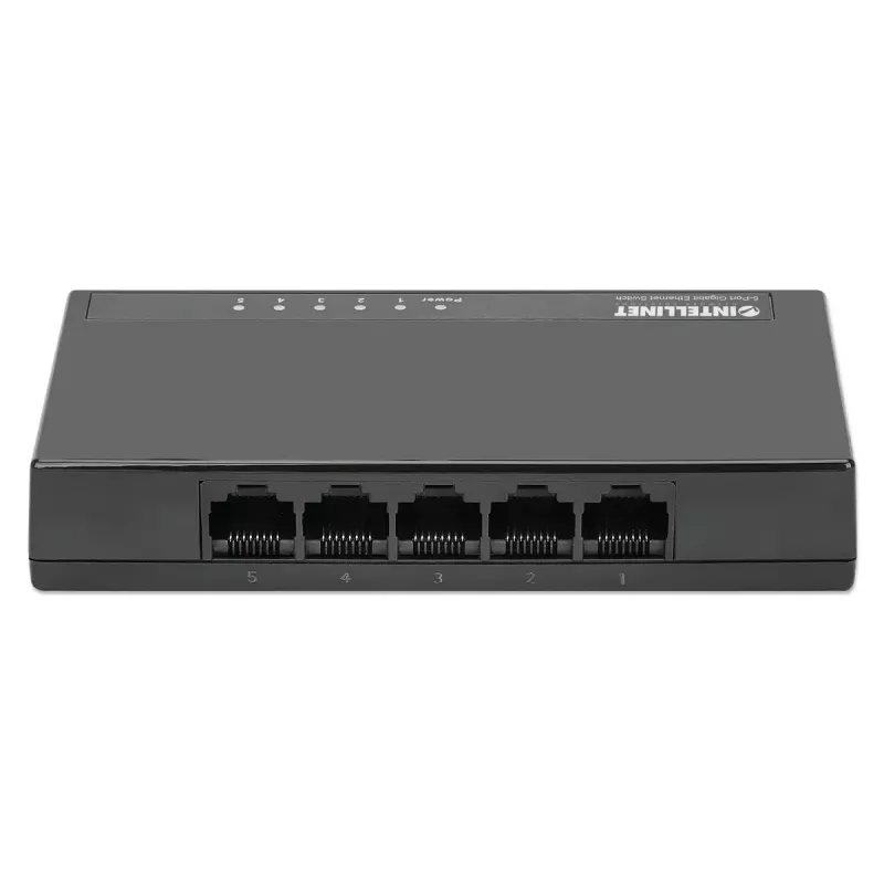 Intellinet 5-pordiline Gigabit Etherneti kommutaator, lauaarvuti suuruses, plastikust, IEEE 802.3az (energiasäästlik Ethernet), must