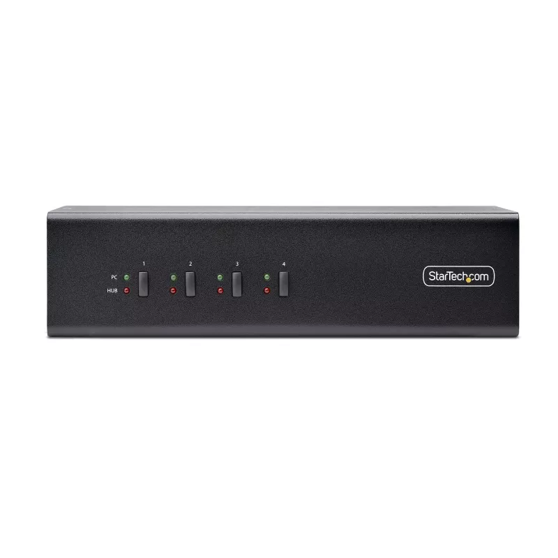 StarTech.com 4-pordiline kahe monitoriga DisplayPort KVM-lüliti, 4K 60Hz, 2x USB 5Gbps jaoturipordid, 2x USB 2.0 HID-porti, kiirklahv- ja nupplülitus, TAA nõuetele vastav – 3,5 mm heli, HDCP