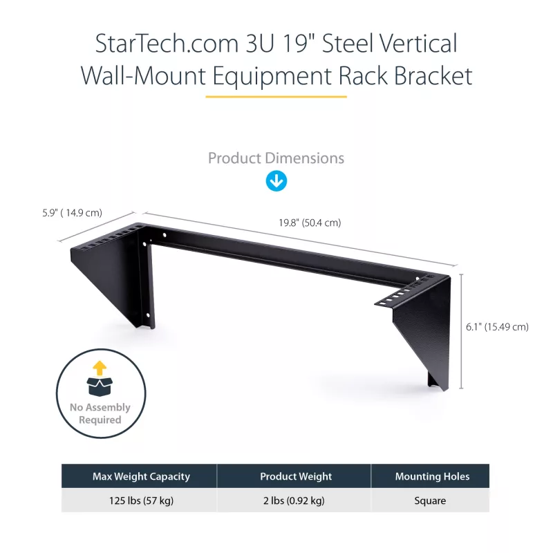 StarTech.com 3U 19” seinale kinnitatav vertikaalne raamilüliti kronstein, seinale kinnitatav plaadikomplekti kronstein andme-/AV-/IT-/arvutiseadmetele, 3U raam kapi või serveriruumi jaoks, toetab 150 naela (68 kg) kandevõimet