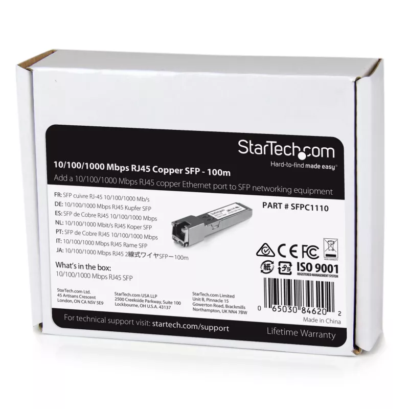 StarTech.com Cisco SFP-GE-T ühilduv SFP transiiverimoodul - 10/100/1000BASE-TX~Cisco SFP-GE-T ühilduv SFP moodul - 1000BASE-T - SFP RJ45 Cat6/Cat5e - 10/100/1000 Mbit/s - RJ-45 100m - Cisco IE3400, IE3300, IE3200