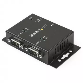 StarTech.com 2-pordiline tööstuslik seinale kinnitatav USB-jadaliidese adapteri jaotur koos DIN-liistu klambritega
