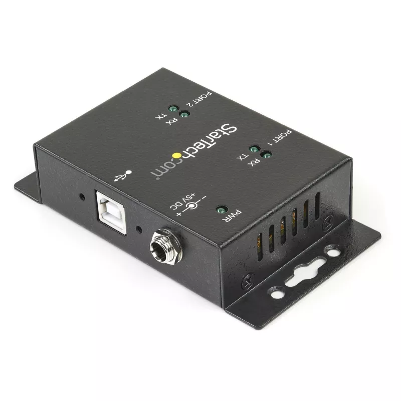 StarTech.com 2-pordiline tööstuslik seinale kinnitatav USB-jadaliidese adapteri jaotur koos DIN-liistu klambritega