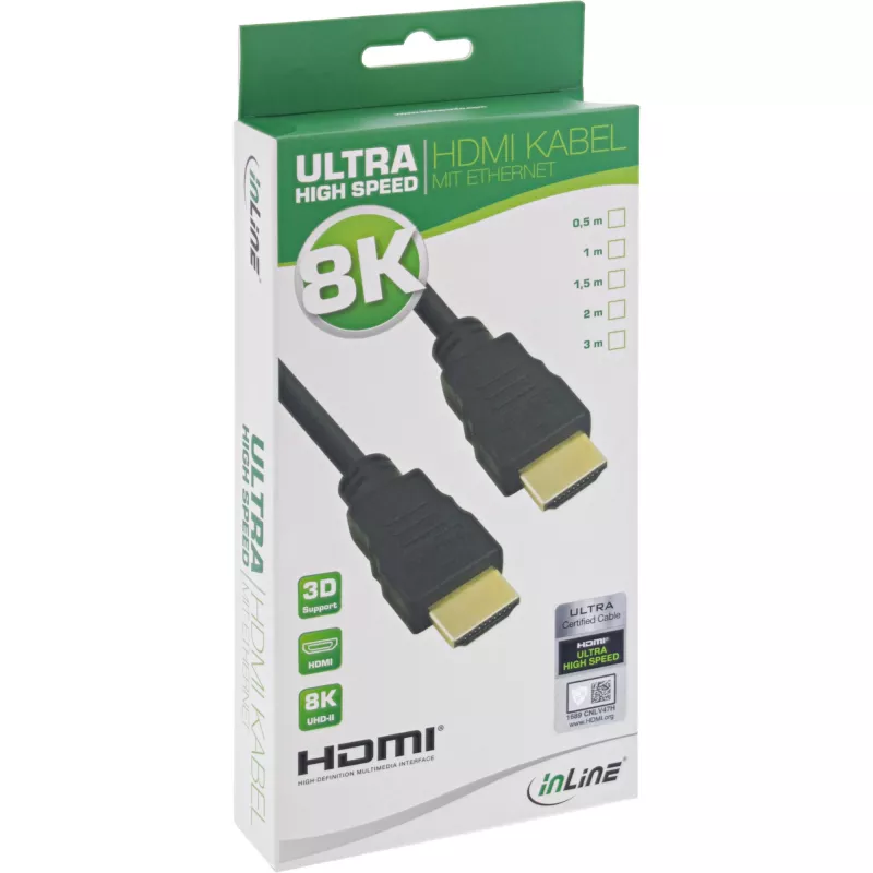 InLine sertifitseeritud HDMI-kaabel, ülikiire HDMI, 8K4K, 3 m