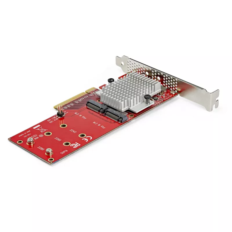 StarTech.com Dual M.2 PCIe SSD Adapter Card - x8 / x16 Dual NVMe or AHCI M.2 SSD to PCI Express 3.0 - M.2 NGFF PCIe (M-Key) Ühilduv - Supports 2242, 2260, 2280 - JBOD - Mac & PC