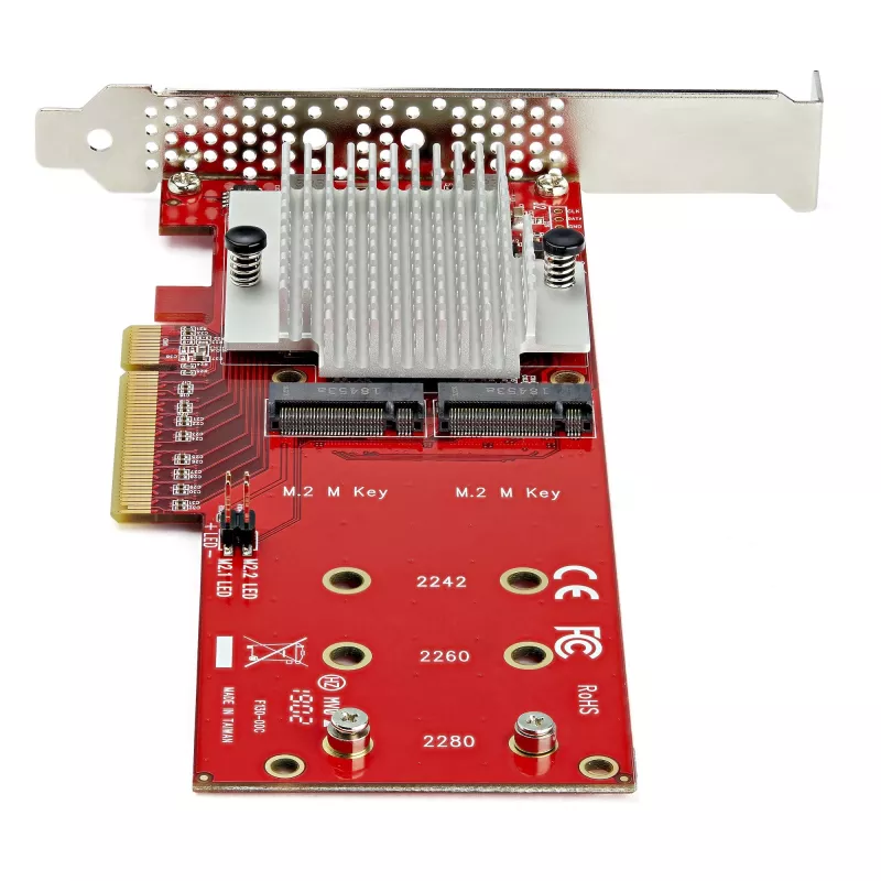 StarTech.com Dual M.2 PCIe SSD Adapter Card - x8 / x16 Dual NVMe or AHCI M.2 SSD to PCI Express 3.0 - M.2 NGFF PCIe (M-Key) Ühilduv - Supports 2242, 2260, 2280 - JBOD - Mac & PC