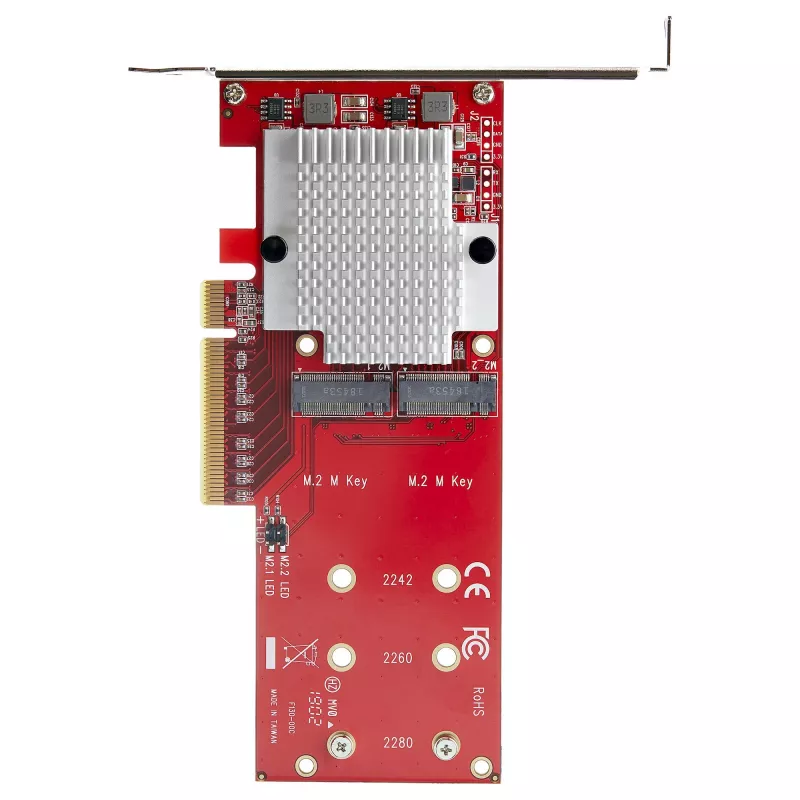 StarTech.com Dual M.2 PCIe SSD Adapter Card - x8 / x16 Dual NVMe or AHCI M.2 SSD to PCI Express 3.0 - M.2 NGFF PCIe (M-Key) Ühilduv - Supports 2242, 2260, 2280 - JBOD - Mac & PC