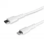 StarTech.com 6 jala (2 m) vastupidav valge USB-C – Lightning kaabel – tugev töökindel aramiidkiust USB-C – Lightning laadimis-/sünkroonimisjuhe – Apple MFi sertifitseeritud iPad/iPhone 12