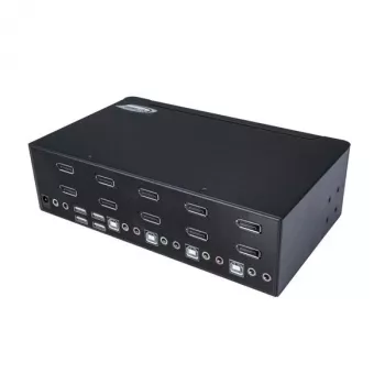 StarTech.com 4-pordiline kahe DisplayPortiga KVM-lüliti - 4K 60 Hz, 3840 x 2160 pikslit, 4K Ultra HD, raami külge kinnitatav, 18 W, 2U, must