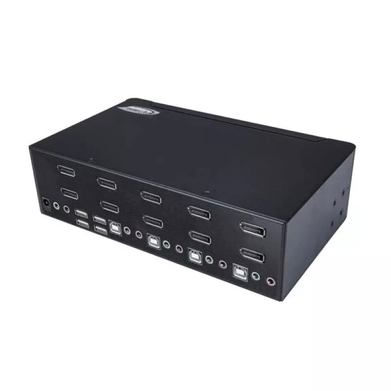 StarTech.com 4-pordiline kahe DisplayPortiga KVM-lüliti - 4K 60 Hz, 3840 x 2160 pikslit, 4K Ultra HD, raami külge kinnitatav, 18 W, 2U, must