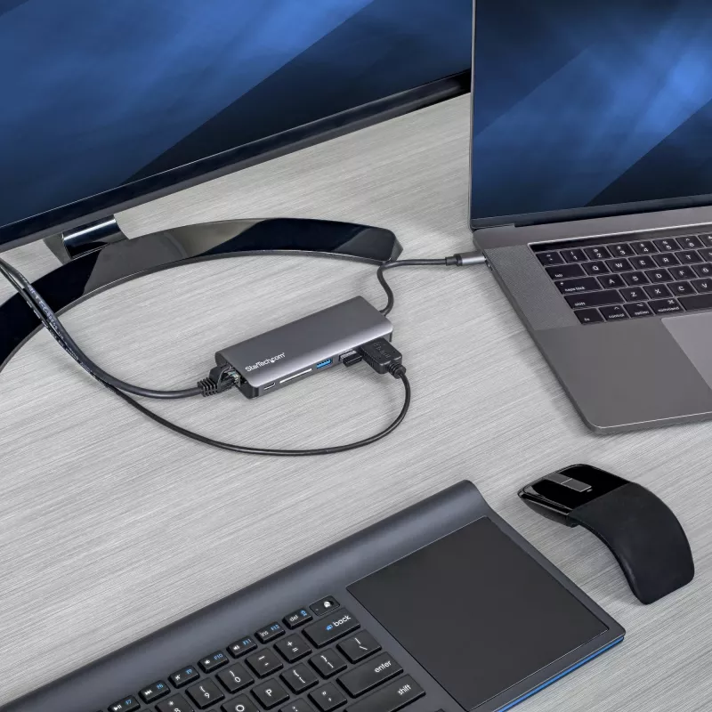 StarTech.com USB-C mitme pordiga adapter - USB-C reisidokk 4K HDMI-ga, 3x USB 3.0 jaotur, SD/SDHC, GbE, 60 W PD 3.0 läbipääs - USB USB-C/Thunderbolt 3 - asendab DKT30CSDHPD