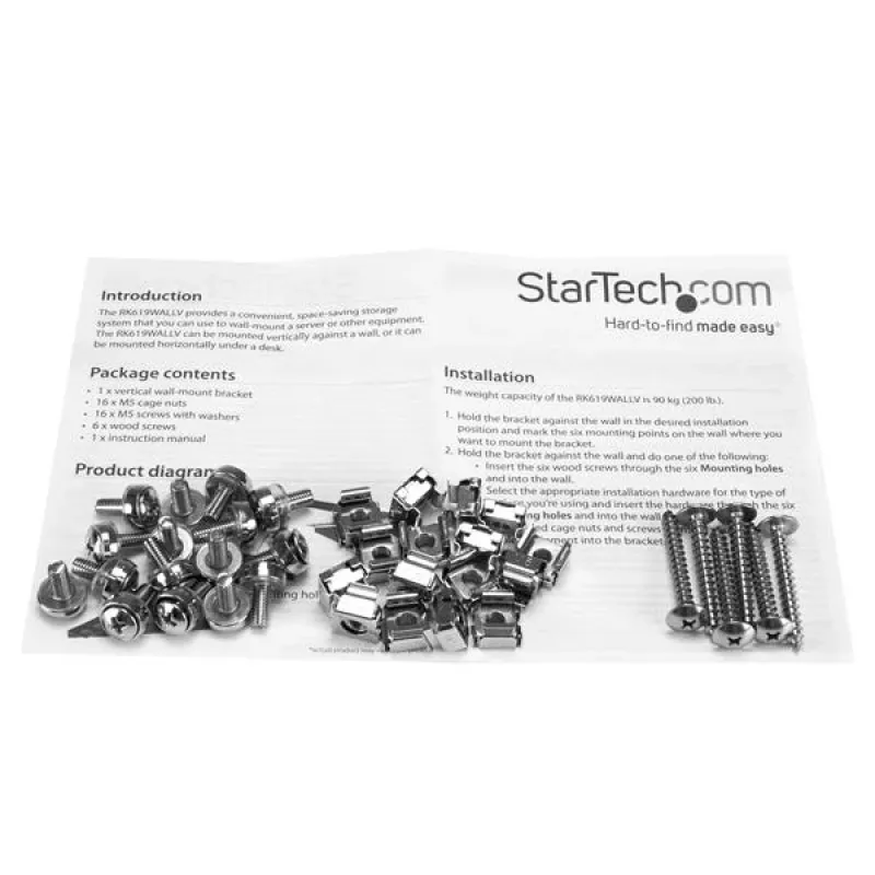 StarTech.com Vertikaalne seinale kinnitatav serveririiul - täisteras - 6U