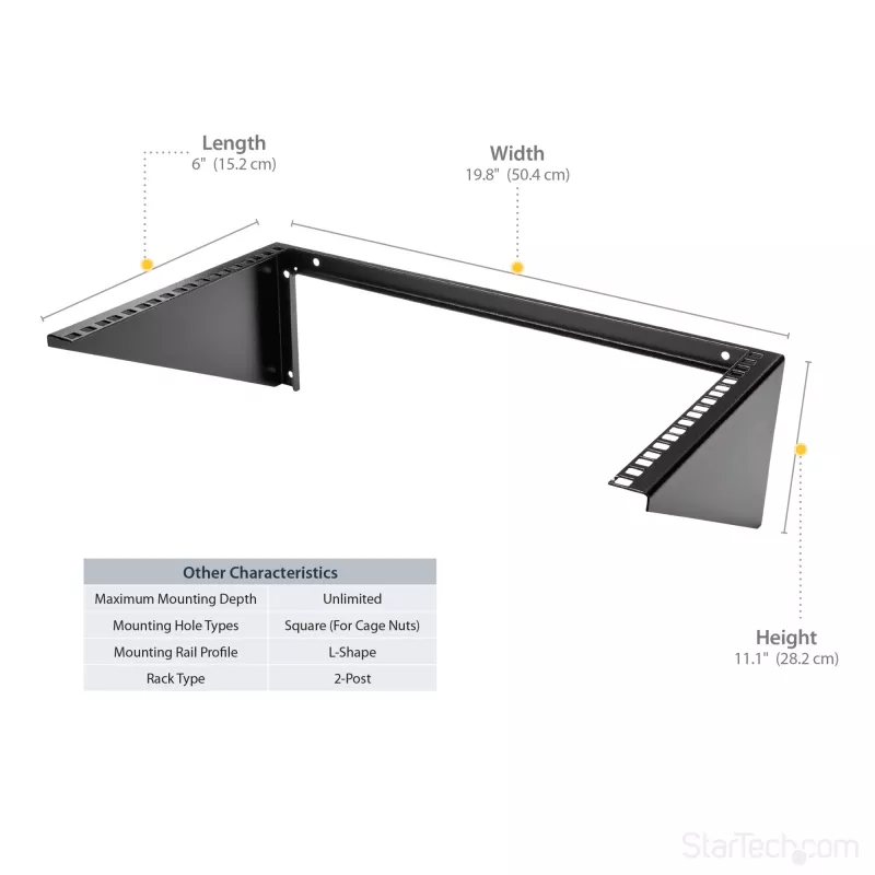 StarTech.com Vertikaalne seinale kinnitatav serveririiul - täisteras - 6U