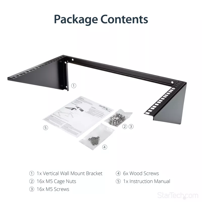 StarTech.com Vertikaalne seinale kinnitatav serveririiul - täisteras - 6U