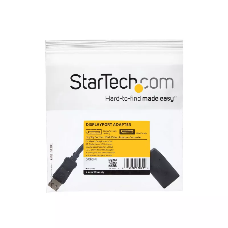 StarTech.com DisplayPort-HDMI-adapter – DP-HDMI-adapter/videomuundur – 1080p – VESA-sertifitseeritud – DP-HDMI-kuvari/ekraani/projektori adapterdongel – passiivne – lukustuv DP-pistik