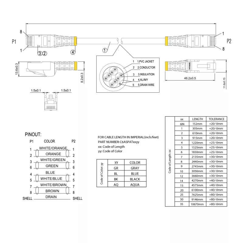 StarTech.com 5m CAT6a Ethernet kaabel - 10 Gigabit Shielded Snagless RJ45 100W PoE Patch Cord - 10GbE STP võrgukaabel w/Strain Relief - hall Individually Tested/Wiring is UL Certified/TIA