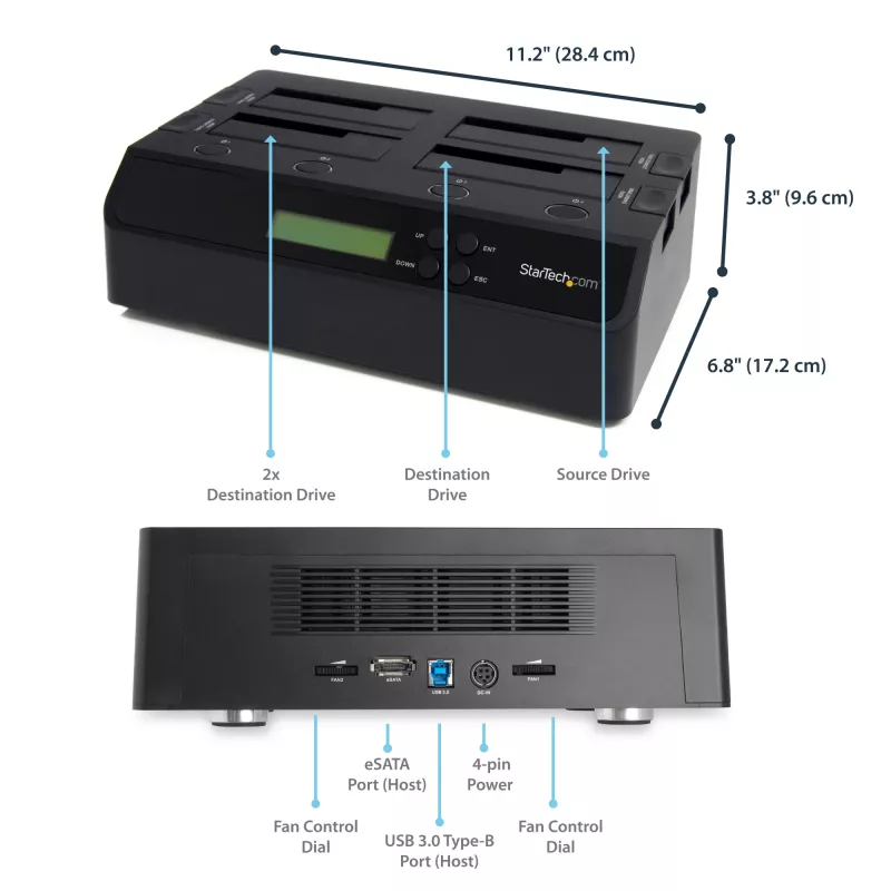 StarTech.com 4-pesaline USB 3.0 eSATA to SATA eraldiseisev 1:3 kõvaketta duplikaatordokk