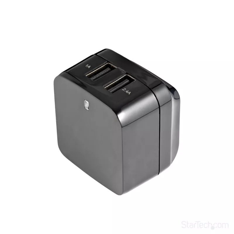 StarTech.com kahe pordiga USB seinilaadija – rahvusvaheline reisimine – 17 W/3,4 A – must