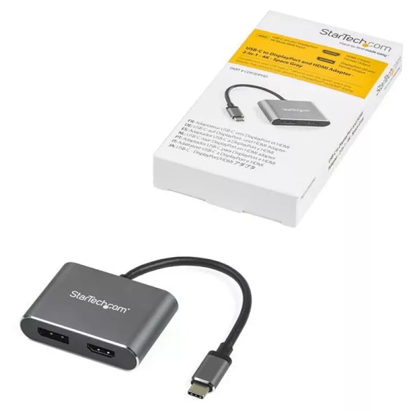 StarTech.com USB C mitme pordiga videoadapter - 4K 60Hz USB-C HDMI 2.0 või DisplayPort 1.2 monitoriadapter - USB USB-C 2-ühes kuvarimuundur HDMI/DP HBR2 HDR - Thunderbolt 3 ühilduv