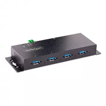 StarTech.com 4-pordiline tööstuslik USB 3.0 5 Gbps jaotur, töökindel USB-jaotur ESD-kaitsega, DIN/seinale/lauale paigaldatav USB-A jaotur, USB-laiendaja lukustatavate portidega, vastupidav – TAA
