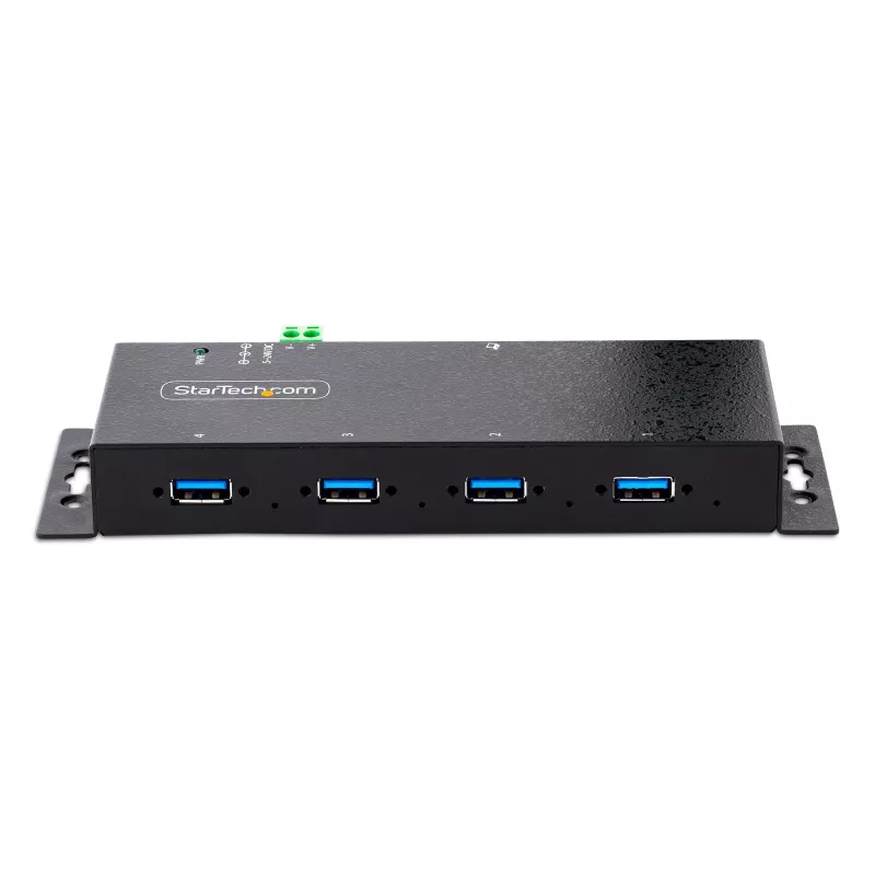 StarTech.com 4-pordiline tööstuslik USB 3.0 5 Gbps jaotur, töökindel USB-jaotur ESD-kaitsega, DIN/seinale/lauale paigaldatav USB-A jaotur, USB-laiendaja lukustatavate portidega, vastupidav – TAA