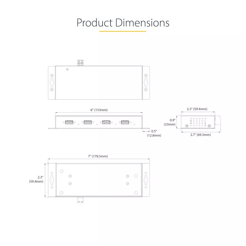 StarTech.com 4-pordiline tööstuslik USB 3.0 5 Gbps jaotur, töökindel USB-jaotur ESD-kaitsega, DIN/seinale/lauale paigaldatav USB-A jaotur, USB-laiendaja lukustatavate portidega, vastupidav – TAA