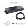 StarTech.com 4-pordiline tööstuslik USB 3.0 5 Gbps jaotur, töökindel USB-jaotur ESD-kaitsega, DIN/seinale/lauale paigaldatav USB-A jaotur, USB-laiendaja lukustatavate portidega, vastupidav – TAA