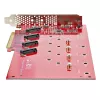 StarTech.com Quad M.2 PCIe adapterkaart, PCIe x16 kuni neljakordne NVMe või AHCI M.2 SSD, PCI Express 4.0, 7,8 GBps/draiv, nõutav bifurkatsioon, ühildub Windows/Linuxiga