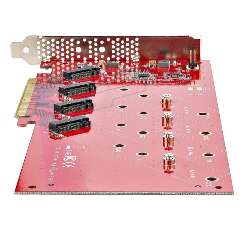StarTech.com Quad M.2 PCIe adapterkaart, PCIe x16 kuni neljakordne NVMe või AHCI M.2 SSD, PCI Express 4.0, 7,8 GBps/draiv, nõutav bifurkatsioon, ühildub Windows/Linuxiga