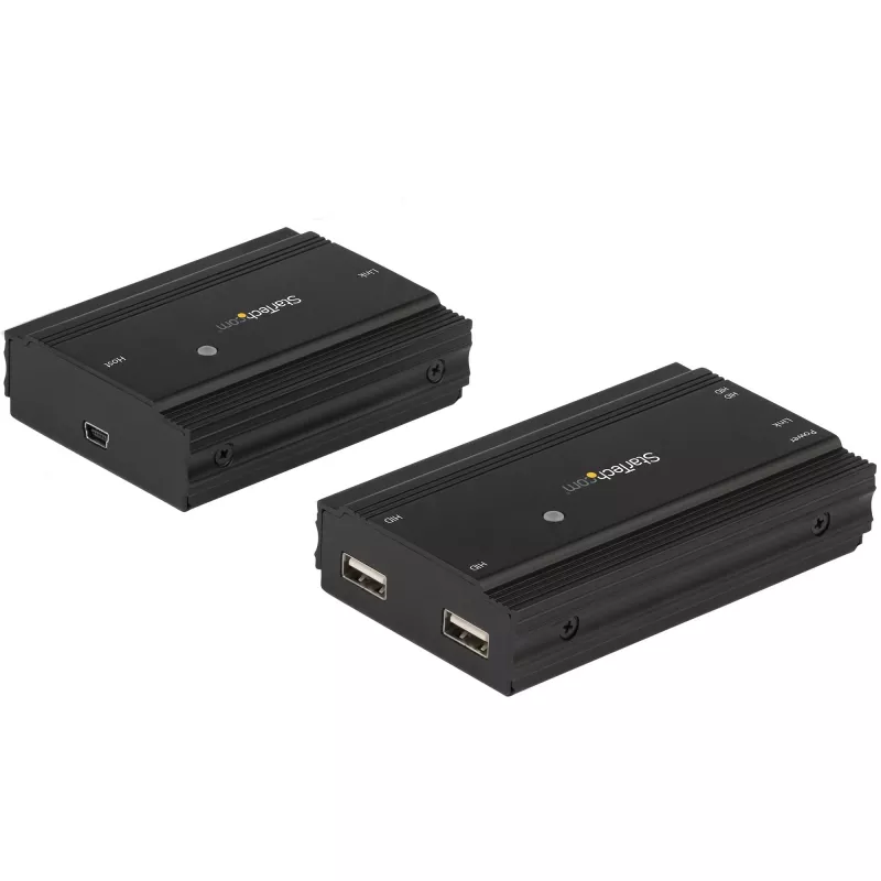 StarTech.com 4-pordiline USB 2.0 pikendusjaotur üle ühe CAT5e/CAT6 Etherneti kaabli (RJ45) - 330 jalga (100 m) - USB pikendusjaoturi adapteri komplekt - metallkorpus - välise toitega - 480 Mbps
