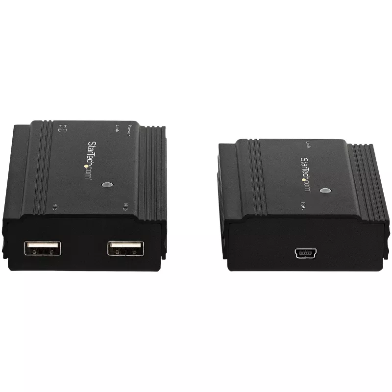 StarTech.com 4-pordiline USB 2.0 pikendusjaotur üle ühe CAT5e/CAT6 Etherneti kaabli (RJ45) - 330 jalga (100 m) - USB pikendusjaoturi adapteri komplekt - metallkorpus - välise toitega - 480 Mbps