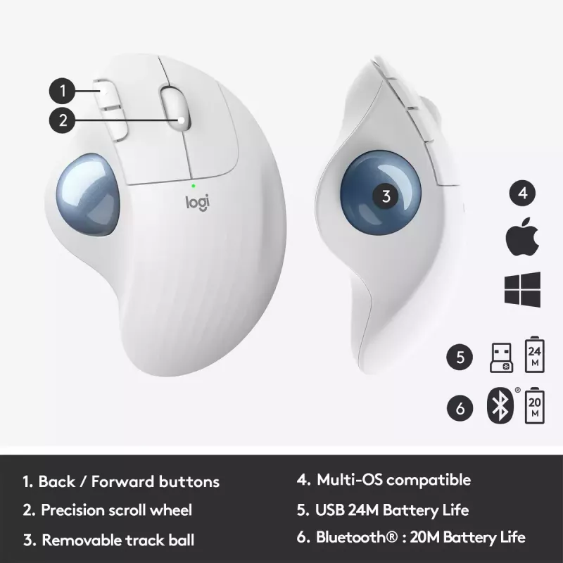 Hiir Logitech ERGO M575 juhtmevaba puutepall RF Wireless + Bluetooth
