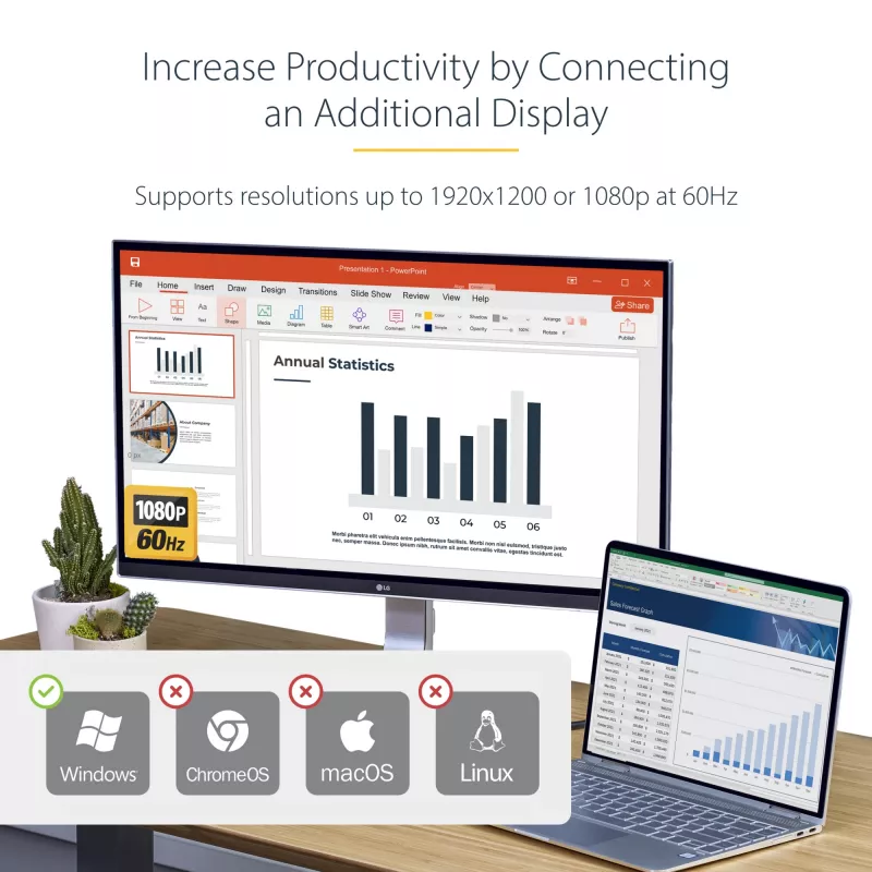 StarTech.com USB 3.0 - HDMI-adapter, USB-HDMI monitorimuundur Windowsile, 1080P (ei toeta macOS/ChromeOS/Linux) - TAA